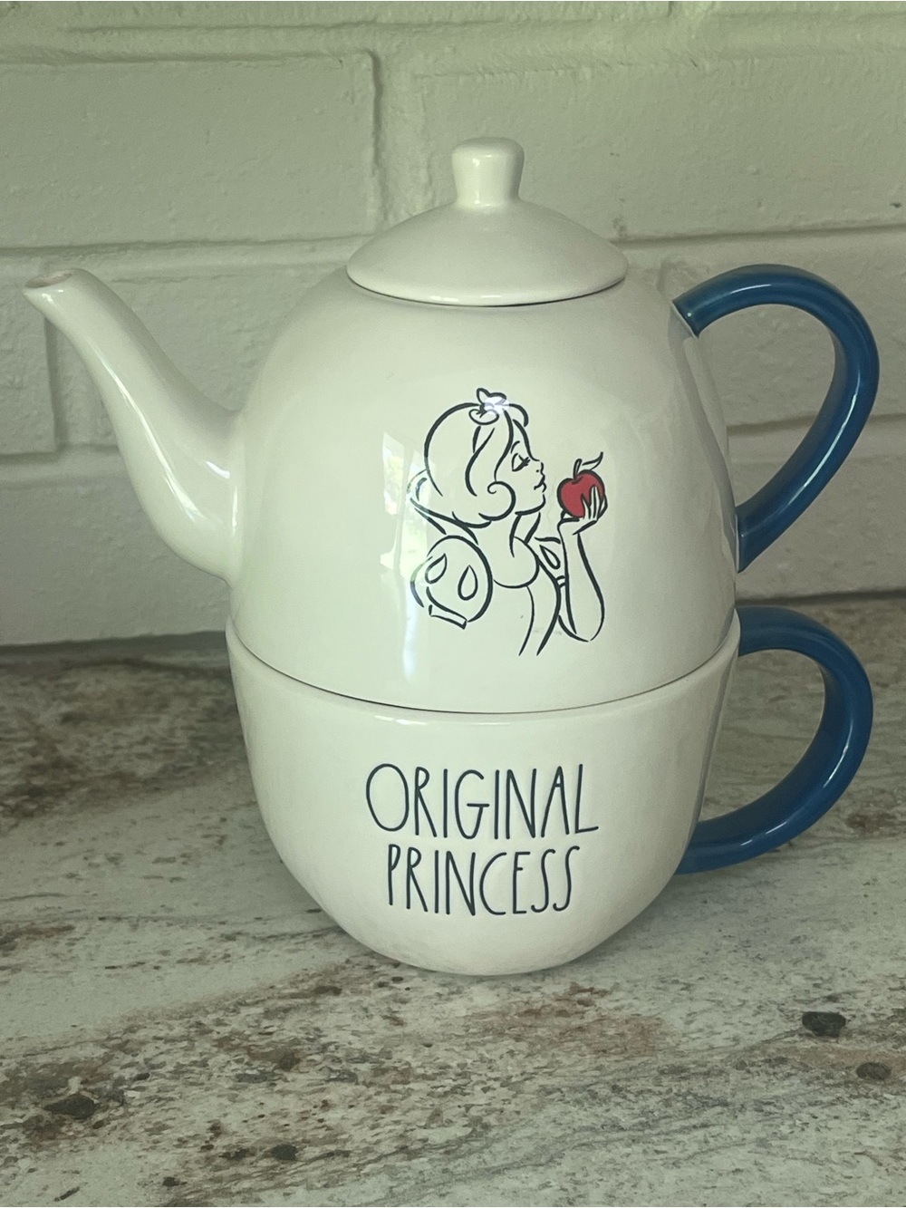 🍎Original RARE Disney Snow White Tea For One Set with Blue Handles